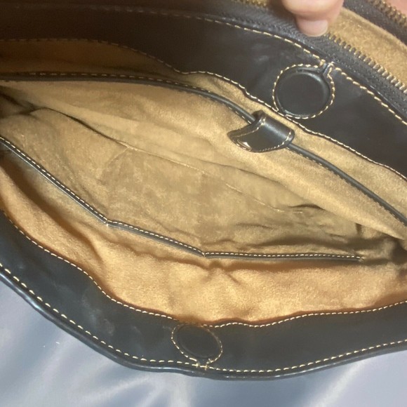 Liz Claiborne Business Class Brown Leather Brief Case Tote Bag - Picture 4 of 12